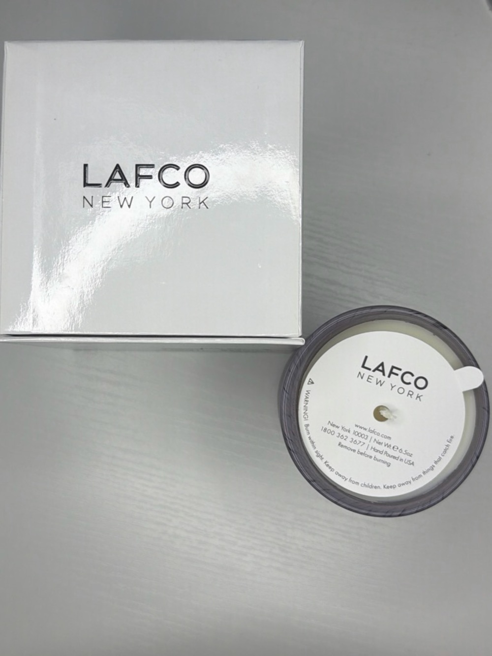 LAFCO White and Gray Candle with White Box